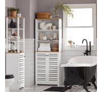 Sobuy Bzr44-W, Tall Cupboard Bathroom Storage Cabinet With 3 Shelves And 2 Doors,white,w60Xd30Xh160