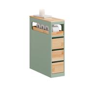 SoBuy BZR54-II-GR, Slim Bathroom Storage Cabinet with Wheels, 3 Drawers - Narrow Freestanding Bathroom Storage Unit in Wood, Green 65x24x82cm