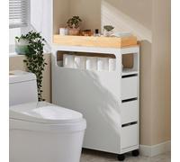 Sobuy Bzr54-Ii-W,slim Freestanding Bathroom Storage Cabinet With 3 Drawers And Divider,65X23X82Cm,white