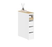 SoBuy BZR54-K-W, Bathroom Cabinet with Wheels, 20cm Slim Bathroom Storage Unit with 3 Drawers, Movable Narrow Toilet Storage Cabinet for Small space,