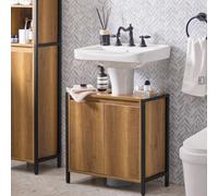 Sobuy Bzr63-Ii-Pf, Under Sink Bathroom Cabinet Slim Bathroom Storage Unit Freestanding Sink Cabinet,neutral,w60Xd30Xh60