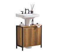 SoBuy BZR63-II-PF, Under Sink Bathroom Cabinet Slim Bathroom Storage Unit with 2 Doors & Shelf, Freestanding Bathroom Sink Cabinet for Small Bathrooms