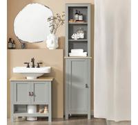 SoBuy Tall Cabinet Bathroom Storage Cabinet Grey,BZR68-HG