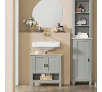 Sobuy Bzr69-Hg, Under Sink Cabinet Bathroom Vanity Unit Bathroom Storage Cabinet, Grey,w60Xd30Xh60