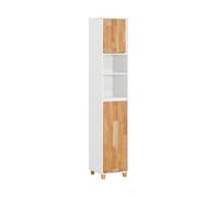 SoBuy Bathroom Tall Cabinet Cupboard with Laundry Basket,BZR74-W White