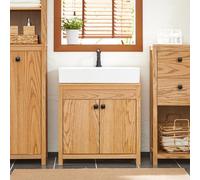 Sobuy Bzr98-N, Under Sink Cabinet Bathroom Vanity Unit Bathroom Storage Cabinet, Wood Veneer,w60Xd35Xh60