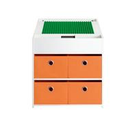 Sobuy Children Play Table And 2 Stools Activity Set For Building Blocks White Wooden