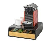 SoBuy Coffee Pod Holder with 4 Compartments - Bamboo Drawer Organizer for Coffee Pods, Tea Bags & Capsules Compact Pod Storage Box for Kitchen or Coffee Station MDF & Bamboo 31x30x10cm FRG280-SCH