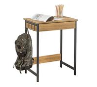 SoBuy Compact Computer Desk Home Office Desk with 1 Drawer and 2 Hooks Space-Saving Study Table for Office or Bedroom Natural 60x40x77cm FWT43-N