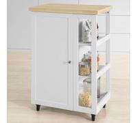 Sobuy Fkw75-Nw, Kitchen Storage Trolley Serving Trolley Kitchen Cabinet With 3-Tier Side Storage Shelves,w60Xd40Xh90