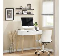 SoBuy Compact Office Desk - Pine Legs Scandinavian in White SoBuy White