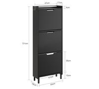 SoBuy Dark Gray Shoe Cabinet FSR151-H-E-SCH, 3 Flip Doors
