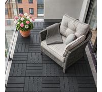 Sobuy Deck Tile With Interlocking Edges 12.2X12.2X0.8 Inch Drainage Slots Sda15-Hg - Black