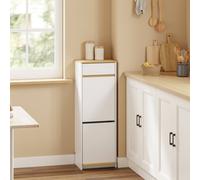 SoBuy Dual Compartment Pedal Bin Cabinet - Wood-Effect Top - Modern in White SoBuy White