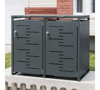 SoBuy Dual Wheelie Bin Storage Unit - Zinc-Coated Steel - Modern Industrial in Dark Grey SoBuy Dark Grey