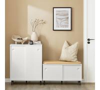 SoBuy Entrance Bench - Padded Seat & Sliding Doors in White SoBuy White