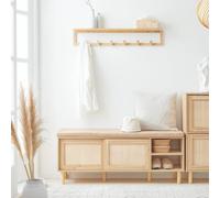 SoBuy Entrance Bench with Cushion - Sliding Doors Scandi in Natural SoBuy Natural
