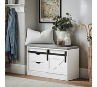 SoBuy Entrance Bench with Storage - Sliding Door & Padded Seat in White SoBuy White