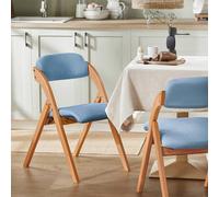 Sobuy Fst92-Bl,folding Chair Wooden Chairs Padded Seat Desk Chair Office Dining Chair,blue,w47Xd51Xh78