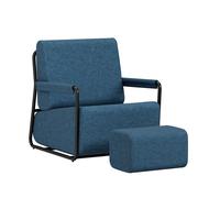 SoBuy Fabric Armchair with Footstool FST99-B Dark Blue