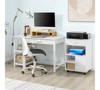 Sobuy Fbt106-W, Home Office File Cabinet Printer Stand Storage Cabinet Side Cabinet On Wheels,white,w50Xd40Xh75.5