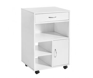 SoBuy FBT106-W,Multifunctional Printer Stand with Drawer and Door Office Storage Cabinet on Wheels Small Filing Cabinet Office For A4 Paper Storag...