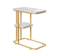SoBuy FBT110-G Modern Side Table Marble Effect Golden Metal Frame Gold