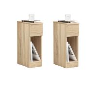Sobuy Fbt111-Nx2, Set Of 2 Bedside Table Nightstand Side Table End Table Sofa Table With Drawer, Wood,neutral,w20Xd35Xh60