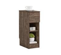 SoBuy FBT111-SN Slim Bedside Table Bedside Cabinet Narrow Side Table Nightstand with Drawer and 2 Shelves for Bedroom Living Room Brown W20 x D35 x H6