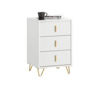 SoBuy FBT115-L-W 3-Drawer Bedside Nightstand - Modern End Table With Golden Handles, Anti-Tip, 40x40x63 cm