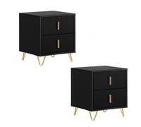 Sobuy Fbt115-Schx2, Bedside Table With 2 Drawers Functional,black,w63Xd46.5Xh47.3