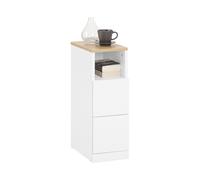 SoBuy FBT149-WN, Slim Bedside Table Bedside Cabinet Narrow Side Table Nightstand with 2 Drawers and Shelf for Bedroom Living Room White W20 x D35 x H6