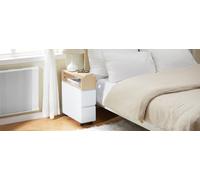 Sobuy Fbt155-Nw,slim Rolling Side Table With 2 Drawers Bedside Table With Wheels Nightstand,wood Effect,w50Xd20Xh61