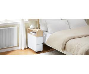 Sobuy Fbt155-Nw,slim Rolling Side Table With 2 Drawers Bedside Table With Wheels Nightstand,wood Effect,w50Xd20Xh61