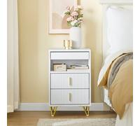Sobuy Fbt168-W, Bedside Table Bedside Cabinet Nightstand With 3 Drawers And Shelf Side Table,white,w40Xd40Xh63.1