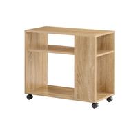 Sobuy Fbt34-N, Side Table End Table With Storage Shelves, 2 Tiers Bookcase On Wheels, Wood Veneer,w70Xd35Xh61.5