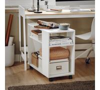 Sobuy Fbt34-W, Side Table End Table With Storage Shelves & 2 Tiers Bookcase On Wheels,white,w70Xd35Xh61.5