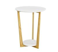 Sobuy Fbt52-Nw, 2 Tiers Round Wooden Side Table, Tea Coffee Table, End Table, White