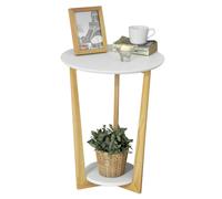 SoBuy FBT52-WN, 2 Tiers Round Wooden Side Table, Tea Coffee Table, End Table, White