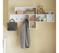 Sobuy Fhk17-W, Wall Coat Rack Wall Shelf Wall Storage Unit Hallway Coat Rack,white,w110Xd15Xh53
