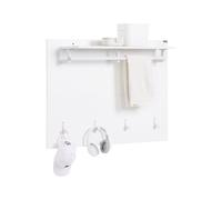 Sobuy Fhk36-W, Wall Coat Rack Wall Shelf Wall Panel Wardrobe Panel With 4 Hooks High Gloss,white,w100Xd21.5Xh70