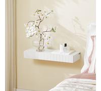 Sobuy Fhk38-W, Floating Shelf With Drawer & Led Motion Sensor Light Wall Shelf Battery-Powered, White,w60Xd20Xh8