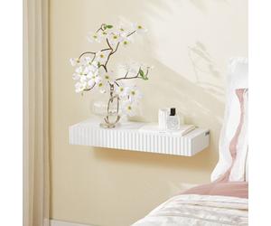 Sobuy Fhk38-W, Floating Shelf With Drawer & Led Motion Sensor Light Wall Shelf Battery-Powered, White,w60Xd20Xh8