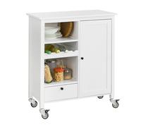 SoBuy FKW104-W, Kitchen Trolley Cart Storage Trolley Serving Trolley with Wine Rack, White