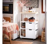 Sobuy Fkw111-Nw, Kitchen Trolley Cart Kitchen Storage Trolley Serving Trolley,w53Xd37Xh89.5