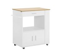 Sobuy Fkw113-Nw, Kitchen Trolley Cart, White Microwave Cabinet On Wheels