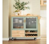 Pre-sale SoBuy FKW114-GR, Kitchen Island Kitchen Storage Trolley Sideboard on Wheels, Green