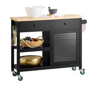 SoBuy FKW115-SCH, Kitchen Trolley Cart Storage Trolley Kitchen Cabinet Sideboard, Black