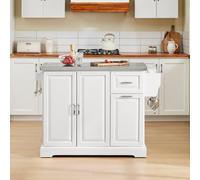 Sobuy Fkw128-St, Kitchen Island On Wheels Rolling Storage Trolley With Expandable Worktop Cabinet Sideboard,white