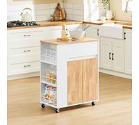 Sobuy Fkw132-Nw, Rolling Kitchen Storage Islands Carts Storage Trolley With Rubberwood Worktop,w70Xd40Xh90